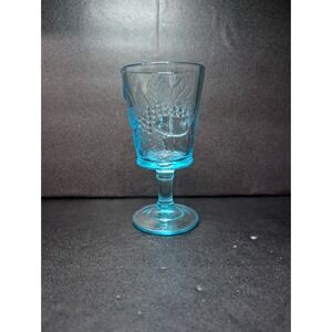 LG‎ Wright Strawberry & Currant Goblet, Light Aqua Blue Glass, Vintage Goblet